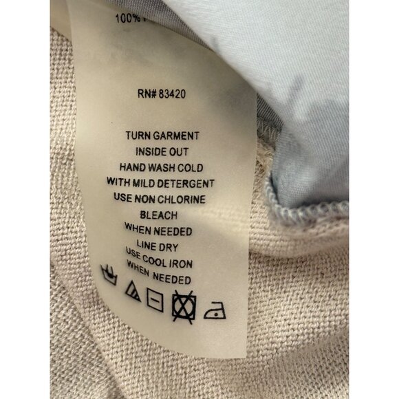 Cluny Womens Top Abstract Silk Front and Knit Cotton Back Beige Brown Size L - Picture 8 of 8